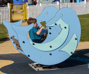 Dippy The Dolphin - blue HPL group spring rocker for playgrounds