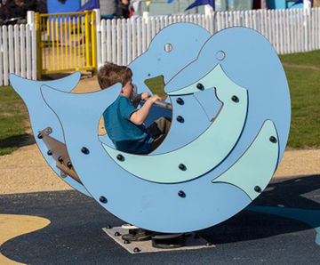 Dippy The Dolphin - blue HPL group spring rocker for playgrounds