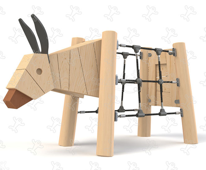 Donkey Play Unit - wooden animal climbing frame for early years playgrounds
