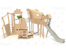 Baby Dragon - wooden animal playground with slide, tunnel and climbers