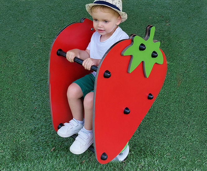 Strawberry - red HPL spring rocker for playgrounds ages 2-8