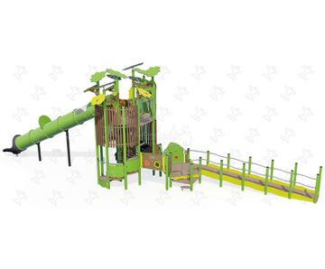J56009 Kanopé Tower - inclusive steel playground tower with slides and ramp
