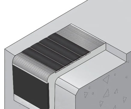 HPN1 & HPN2 - recessed PVCu stair nosings for concrete steps