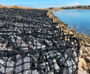 Rock mattresses - stone-filled netting for river and shore erosion control