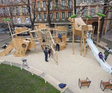 Dragon - giant wooden playground with climbing, tunnel and slide