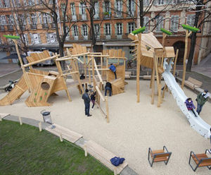 Dragon - giant wooden playground with climbing, tunnel and slide