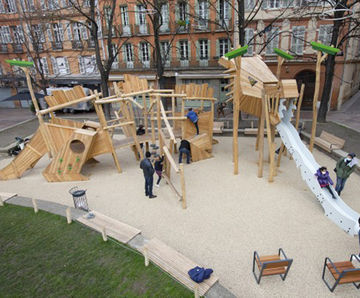 Dragon - giant wooden playground with climbing, tunnel and slide