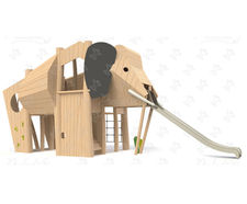 Elephant - giant wooden playground with slide and climbing activities