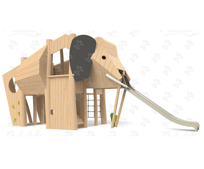 Elephant - giant wooden playground with slide and climbing activities