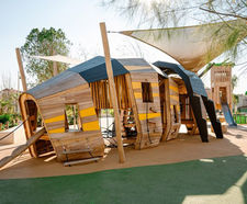Bee Multiplay Unit - giant wooden playground with nets & slide for children
