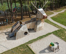 Deer Multiplay Unit - large natural wood playground structure for children