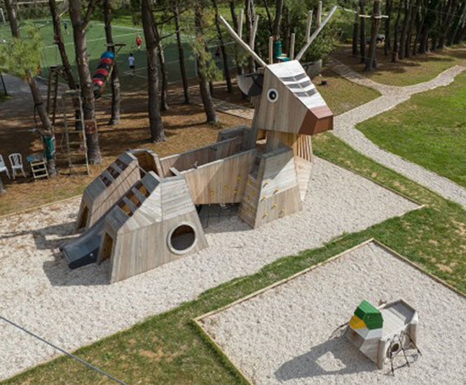 Deer Multiplay Unit - large natural wood playground structure for children