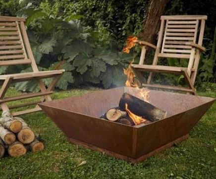 Corten Steel Magna Fire Pit - square outdoor corten steel fire bowl