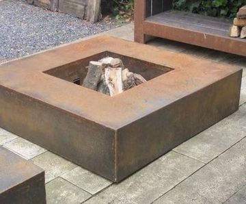 Flama Fire Table - corten steel outdoor fire pit for garden heating