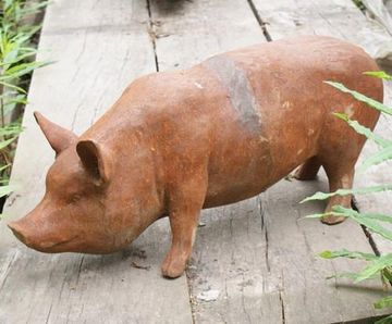 Cast Iron Standing Sow Statue - cast iron pig garden ornament