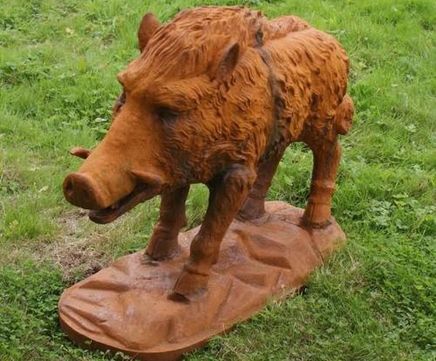 Cast Iron Wild Boar Statue - cast iron garden animal ornament