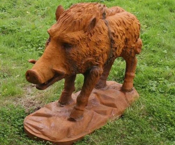 Cast Iron Wild Boar Statue - cast iron garden animal ornament