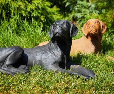 Cast Iron Lying Labrador Statue - cast iron garden dog ornament