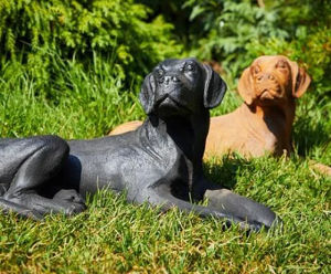 Cast Iron Lying Labrador Statue - cast iron garden dog ornament