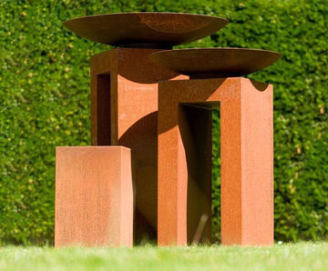 Mensa Corten U-Plinth - corten steel display plinth for garden statues