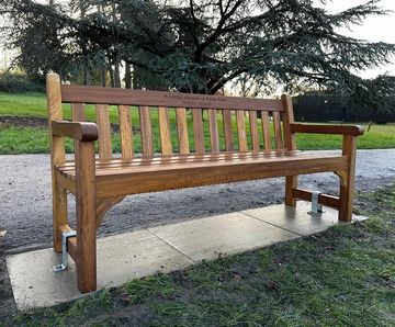 Handcrafted timber memorial benches with engraving for Harlow Town Park