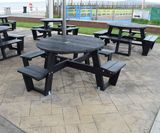 Easy-Fit - round recycled plastic picnic table and bench set - on this page