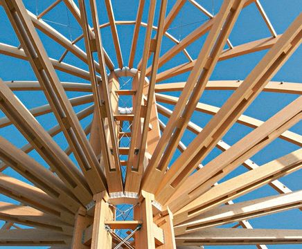 Spruce glulam beams for roof frames