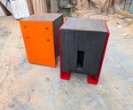 Type 25 handcrafted outdoor stools in reclaimed Ekki timber