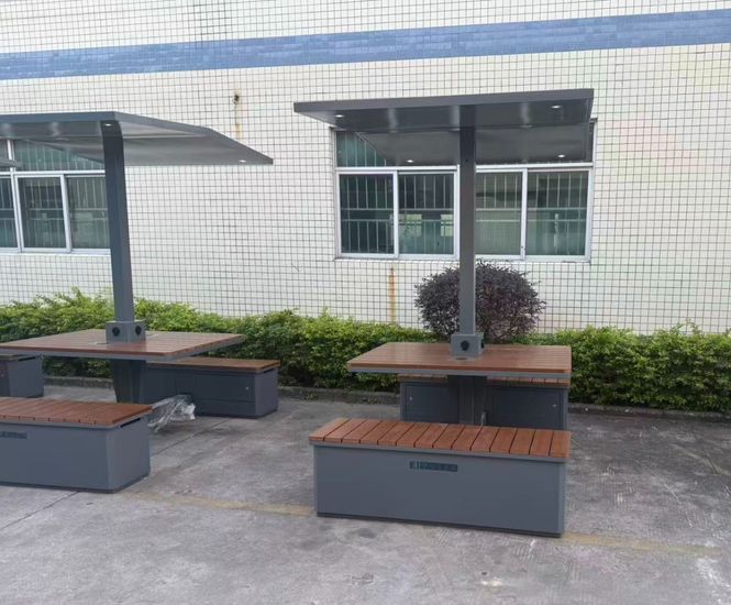 Combined solar canopy shelters and picnic tables for MoD