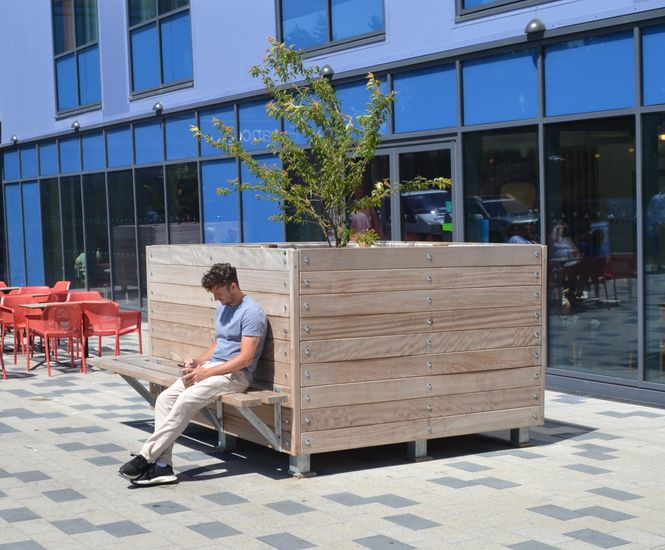 Grenadier budget timber planter with bench seating