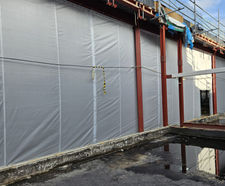 Fire-rated hoarding and construction weather screen - office redevelopment