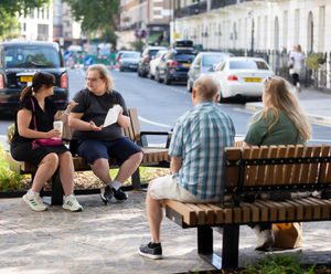 RailRoad seating for open space at Connaught Village Green, London