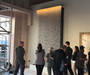 AquaVeil - custom painted indoor water wall for dental clinic interiors