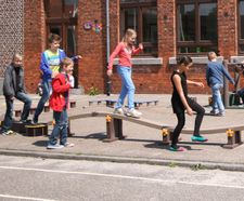 Colourful balance trails for active play made from recycled plastic