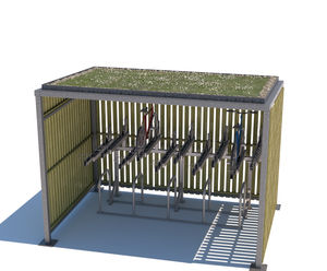 Blox C - two-tier cycle shelter with sedum roof