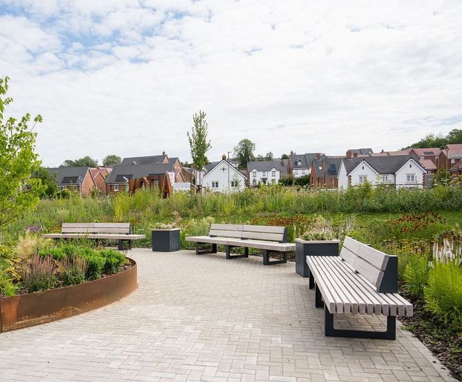 Mettro timber street furniture specified for Alton Gateway