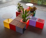 Cubik - modular steel and wood cube seating, planters and tables - on this page