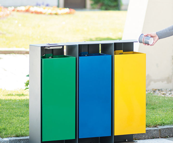 Division - steel outdoor litter bin with tilting liner