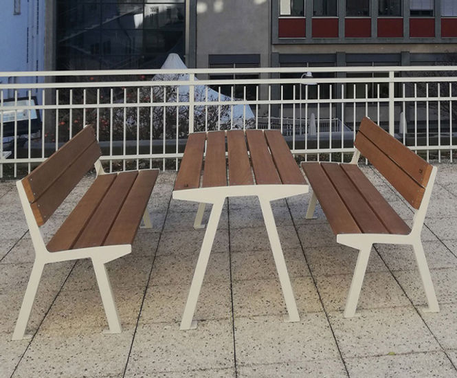 Noale  - outdoor steel and wood picnic table and benches