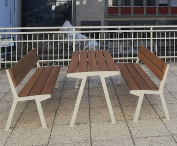Noale - outdoor steel and wood picnic table and benches