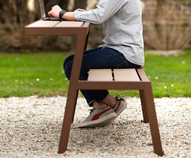 Casteo - modular steel and wood outdoor break table with seating
