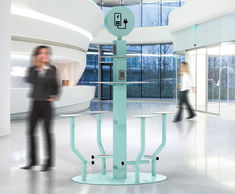 Recharge Table - steel and HPL indoor charging table with four seats