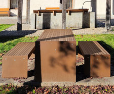 Lena - outdoor steel and wood picnic table with benches