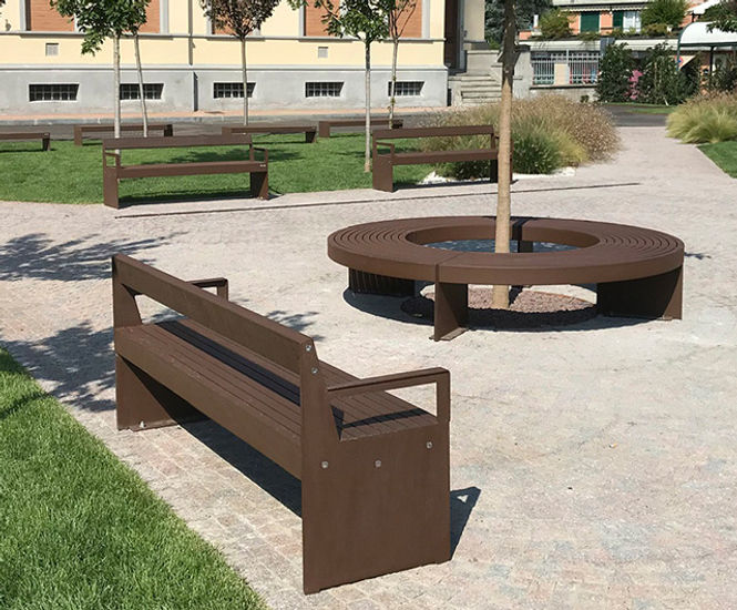 Lena - modular steel and wood outdoor bench