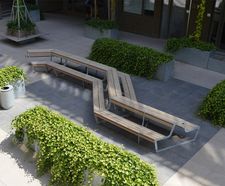 LINK - steel and mahogany outdoor table and seating set