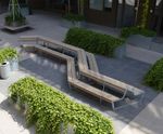 LINK - steel and mahogany outdoor table and seating set