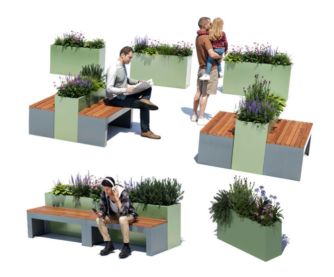 Tulipa Street Furniture Product Range - modular benches and planters