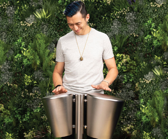 Street Congas Duo - outdoor stainless steel hand drums for public spaces