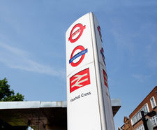 Interchange Totems - stainless steel wayfinding signs for transport hubs