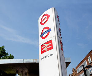 Interchange Totems - stainless steel wayfinding signs for transport hubs